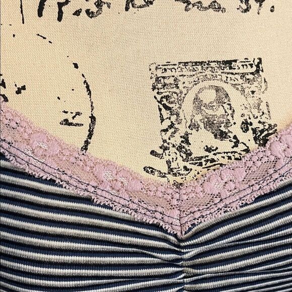 Guess Y2K Multicolor Striped Lace Trim Halter Pullover Tank Top 2000’s - Picture 3 of 13